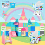 Unicorn Magnetic Tiles, Unicorn Toys For Girls Age 4-6, Princess Castle Magnet Toy For Kids Ages 4-8, Movable Magnetic Tiles 3D Educational Sensory Toys, Xmas Birthday Gifts For Boys And Girls