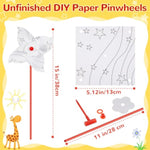 50 Pcs 4th of July DIY American Flag Pinwheels, Patriotic Craft Party Supplies