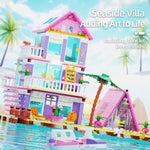 Girl Beach House Building Blocks Toys For Girls Age 8+, Seaside Villa Friends Building Set With Light, 791Pcs Mini Bricks