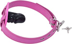 Lockable Leather Ball Gag with Adjustable Strap for Roleplay and Bondage (Pink)