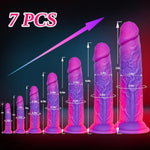 7-Piece Realistic Soft Silicone Dildo Set (5", 6", 7", 8", 9",10",12"), Fantasy Suction Cup Dildo Anal Plug Training Set, Small Big Dildos Strap-On Sex Toys For Women Men Beginners To Advanced Users