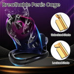 Male Chastity Cage Sex Toys - Lightweight Penis Cage with 3 Adjustable Rings and Invisible Lock for Bondage Gear & Accessories