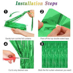 2 Pack Green Foil Curtain Backdrop Birthday Party Decorations Kit