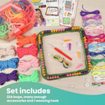 2-in-1 Weaving Loom Kit for Kids with 6 Potholders & 10 Friendship Bracelets