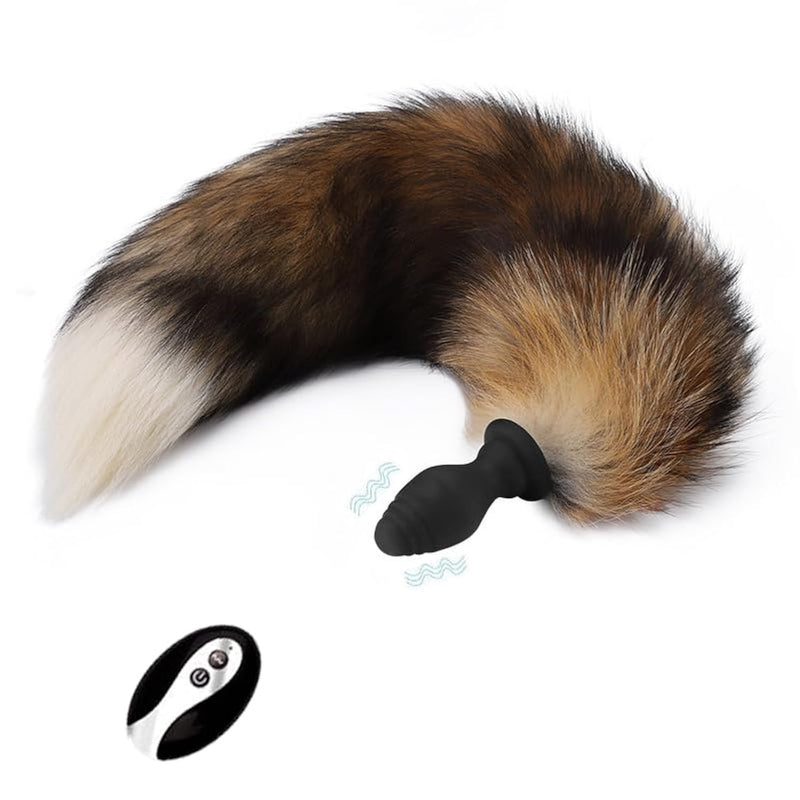 Fox Butt Plug Tail Vibrating Anal Plug Remote Control Vibrator Butt Plug Anal Role Adult Sex Toys For Women Men Couple