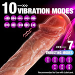 Powerful Thrusting Dildo Vibrator - Realistic Heating Dildos Sex Toy For G-Spot, Anal Stimulation With 7 Thrusting And 10 Vibration Modes, Remote Control Silicone Adult Toy For Women And Couples