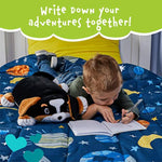 Bernie The Bernese Dog Memory Foam Pillow Plush With Kid'S Diary That Stores In Belly Pocket, 15” Stuffed Animal, 6" Journal