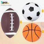 3-Pack Sports Balls, 5-Inch Soccer Ball, Basketball & 7 Inches Footballs For Toddlers Adult, Party Favors For Kids Christmas Stocking Stuffers, Xmas Gifts Goodie Bag Fillers, With Air Pump