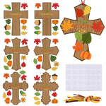 24 Set Fall Cross Craft Kits, DIY Christian Thanksgiving Ornaments for Kids