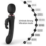 G Spot Rabbit Vibrator Wand. 10 Vibrations, 2 Motors, Dual Heads. Travel Case And Usb Charger Included.