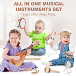 Kids Guitar Set - Musical Toys For 2 3 Year Old Boy Birthday Gifts, Montessori Toys For 2 Year Old Girls, Musical Instruments With Ukulele/Tambourine/Maracas For Toddler 2-4, Band Sets For Kids 3-5