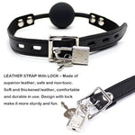 Sm Silicone Ball Gag With Lock Leather Strap Bdsm Adult Sex Toys Bondage Kit Restraints Play (1.5In Ball, Black)