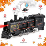 Train Set For Boys, Metal Alloy Electric Trains W/Steam Locomotive, Cargo Cars & Tracks, Train Toys W/Smoke, Sounds & Lights, Christmas Toys Gifts For 3 4 5 6 7 8+ Years Old Kids