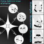 Sex Bondage Bdsm 9 Pcs Set Restraint Kits For Women Innovative Waist Belt With Handle Pull Straps Hand/Ankle/Thigh Cuffs Cross-Buckle Strap Nipple Clips Ball Gag Blindfold Adult Sex Toys For Couples