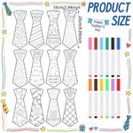 48 Pcs Father's Day Fuzzy Tie Craft Kit with 12 Color Markers for Kids