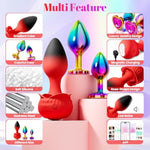 Anal Plug Sex Toys Vibrator 3Pcs Silicone & Metal Butt Plug Anal Toys Trainer Kit With 11 Vibration, App Remote Control Adult Toys For Men Women Jewel Vibrating Butt Plug Anal Beads Prostate Massager