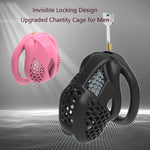Breathable Honeycomb Penis Cage Set With 4 Flat Rings Small Cock Cages Men Chasity Device Slave Sex Toy Extreme Bondage With Large Urinal Design (Black,Flat-Micro)