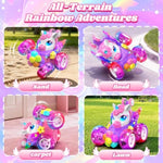 Unicorn Rc Cars For Girl Toys With Glowling Crystal Wings &Eyes Lights,360°Rotation Remote Control Car Unicorn Stunt Car,Indoor Outdoor Toys Stocking Stuffers Gifts For 3 4 5 6 7 8 9+Year Old Girls