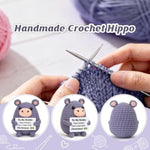 Gift Forwomen, Small Stuffed Animal For Christmas Stocking Stuffers, Gray Crochet Hippo/Hippopotamus 4" Handmade Amigurumi With Greetings, Desk Decor