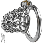 Stainless Steel Chain Chastity Cage Hollow Breathable Comfort Mesh Chastity Device Keyed Penis Locking Cock Cage Adult Sex Toys For Male (L)
