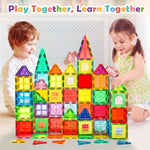 132 Pcs Magnetic Tiles Building Blocks With 2 Cars, Stem Educational Construction Montessori Toys For Kids Ages 3 4 5 6 7 8 9, Magnet Building Set Gift For Boys Girls