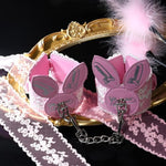 Pink Bunny Ears Bdsm Kit Bondage Restraints Set With Collar Leash Bondage Cuffs Blindfold Paddle Feather Tickler Sex Toys For Couple Women Men
