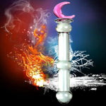 Glass Double-Ended Dildo G-Spot Stimulation Butt Plugs,Glass Pleasure Wand Moon Shape Crystal Massager Anal Sex Toys Crystal Glass Sm G-Spot Pleasure Anal Butt Plug For Men,Women