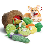 Small Squeaky Crinkle Dog Toys- 15 Packs Grocery Basket Fruits Veggies Puppy Toys To Keep Busy, Cute Durable Plush Stuffed Hide Seek Cognitive Dog Christmas Stocking Stuffers