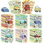 32 Sheets Race Car Make-a-Face Stickers for Kids, DIY Party Favors & Craft Supplies