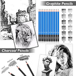 176 Pcs Art Supplies Sketching Kit with 100-Sheet 3-Color Sketchbook