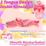 Male Masturbator Two Tongue 6.22 In Mouth-Shaped Mens Sex Toy Realistic Pocket Pussy Deep Throat Oral Men'S Pocket Stroker Toy (Flesh)