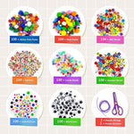 Jumbo Arts & Crafts Supplies Kit for Kids with Pipe Cleaners, Pom Poms & Storage Box