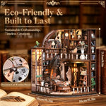 Bacchus Book Loft Miniature House Kit with LED Light Insert, DIY Book Nook Craft Kit for Beginners