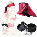 Bondage Set Black Bdsm Handcuffs Collar With Blindfold, Adult Detachable Restraints Sex Toys Hand Cuffs For Couples