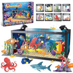 8 In 1 Fish Tank Building Sets, Marine Aquarium Building Block With Led Light Party Favors 9 Model Toy Including Octopus Crab, Christmas Birthday Gifts For Boys Girls Kids Ages 6 8 10 12+