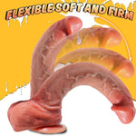 Realistic Thicker Huge Dildo -10.8'' Soft Flexible Lengthening - Curved Upwards Strong Suction Cup For Hands-Free With Furious Veiny, Skin-Like Silicone Adult Sex Toys Giant Dildos For Vagina Anal