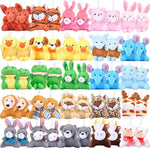 48 Pieces Mini Plush Animals Toys Set, Small Stuffed Animal Keychain Set For Valentine Gift,Easter Egg Filter,Carnival Prizes, Classroom Rewards, Goody Bags Filler,Party Favors