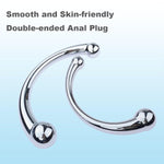 G-Spot Massage Double-Ended Dildo, Stimulate Fetish Anal Plug Dildo Metal Curved Dual Ended Masturbation Sex Toy For Couple, Large