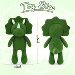 Realistic Triceratops Stuffed Animals, 11 Inch Crochet Stuffed Animal Toys For Babies, Birthday For Girls And Boys, Knitted Cute Toy And Soft Cotton Plush Green Triceratops Toys