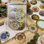 Aesthetic Scrapbook Goldfoiled Round Glass Flower Stickers 50PCS Transparent