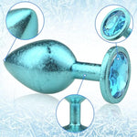 Large Butt Plug Metal Anal Plug With Ice Pattern And Jewel Base Anal Dilator For Anal Training Prostate Massage G-Spot Stimulation Adult Sex Toys For Men Women Couples (1.57’’)