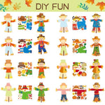 32 Sets Fall Scarecrow Craft Kits for Kids, DIY Thanksgiving Classroom Activity