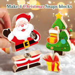 Wooden Snap Together Button Building Blocks For Kids 3-8, Easter And Animals 3D Puzzle Toys, Montessori Educational Stem Fine Motor Skills Learning Toys (Christmas Friends)