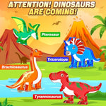 Magnetic Tiles Dinosaur Toys For Kids 3-5 4-8 Magnet Building Blocks Toddler Toy - Dino World Magnetic Toys Stem Creative Games Christmas Birthday Gifts For 3? Years Old Boys Girls