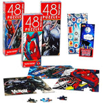 Marvel Spiderman Jigsaw Puzzle for Kids Bundle Spiderman Activity Set - 3 Pack Spiderman Jigsaw Puzzles 48 Piece Each with Spiderman Stickers (Spiderman Toys for Boys)