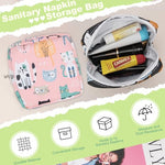 Portable Period Bag for Teen Pads, Napkins, Small Tampons - Sanitary Storage Bag, First Period Gifts for Teen Girls (Hearts)