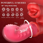 Swing Thrusting G-Spot Vibrator Sex Toy With Clitoral Stimulator – 10 Licking & Vibration & Swing Modes, Octopus-Inspired Female Tongue Vibrators Clit Sucker Dildo, Rose Sex Toys Tongue Toy For Women