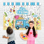 43.3 x 31.5 Inch Ice Cream Giant Coloring Poster for Kids, Party Art Activity
