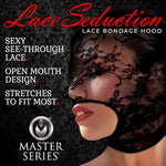 Lace Seduction Bondage Hood. Bdsm Mask And Sexy Fetish Fantasy Costume For Women, Men & Adult Couples. Machine Washable, Polyester, Black, One Size Fits Most