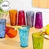 Optix Plastic Reusable Drinking Glasses (Set of 8) 20oz Water Cups in Jewel Tone Colors | BPA-Free Tumblers, Made in USA | Top-Rack Dishwasher Safe